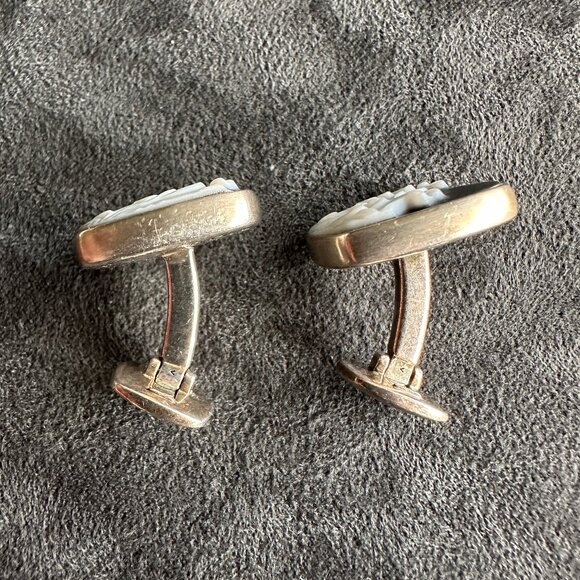 David Yurman Waves Cufflinks w/ Carved White Agate - RARE - Picture 10 of 14